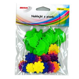 Naklejki z mikrogumy Brewis Kwiatki, 58szt